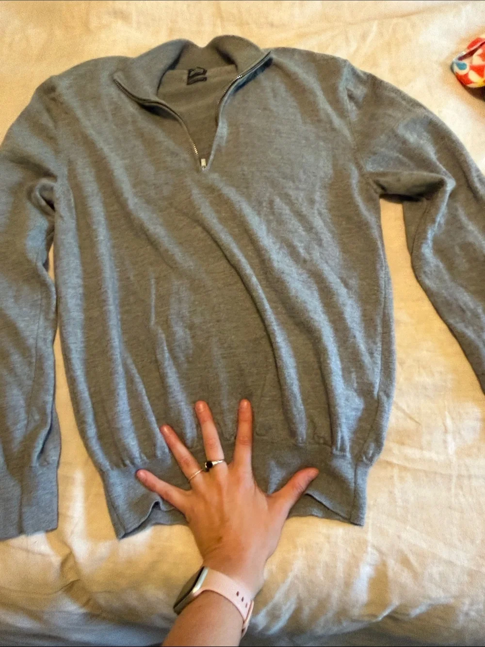 Boggi Milano Quarter-Zip Men’s Sweater - Gray Small/Med